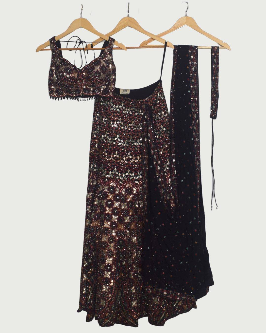 Seasons - Sentiments Black Lehenga Set, Like New