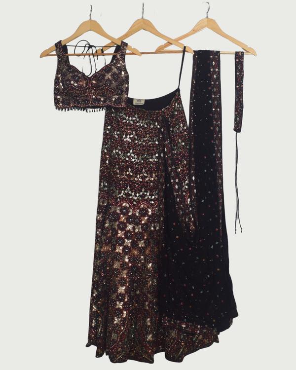 Seasons - Sentiments Black Lehenga Set, Like New