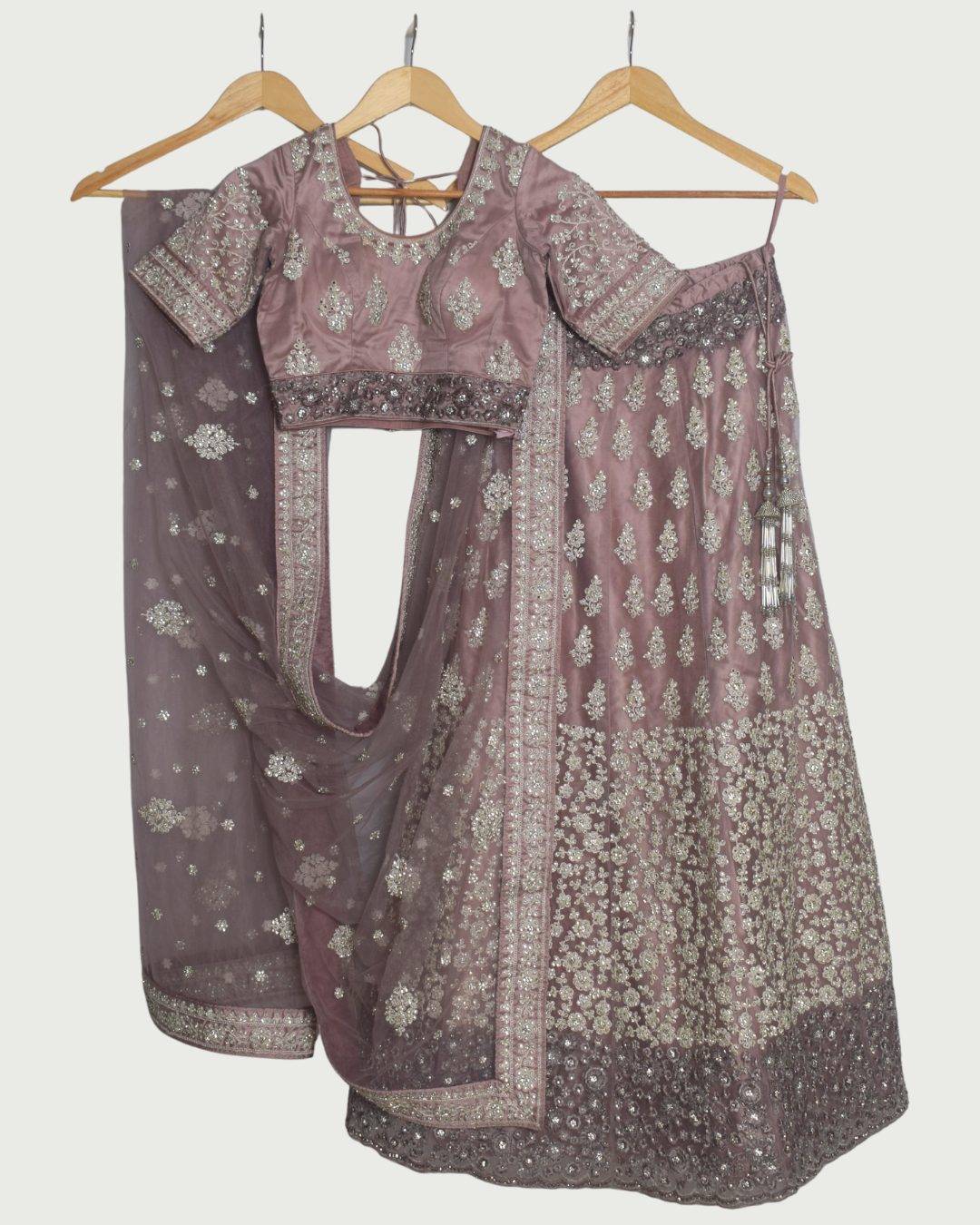 Dusty Mauve Embroidered Lehenga Set, Like New
