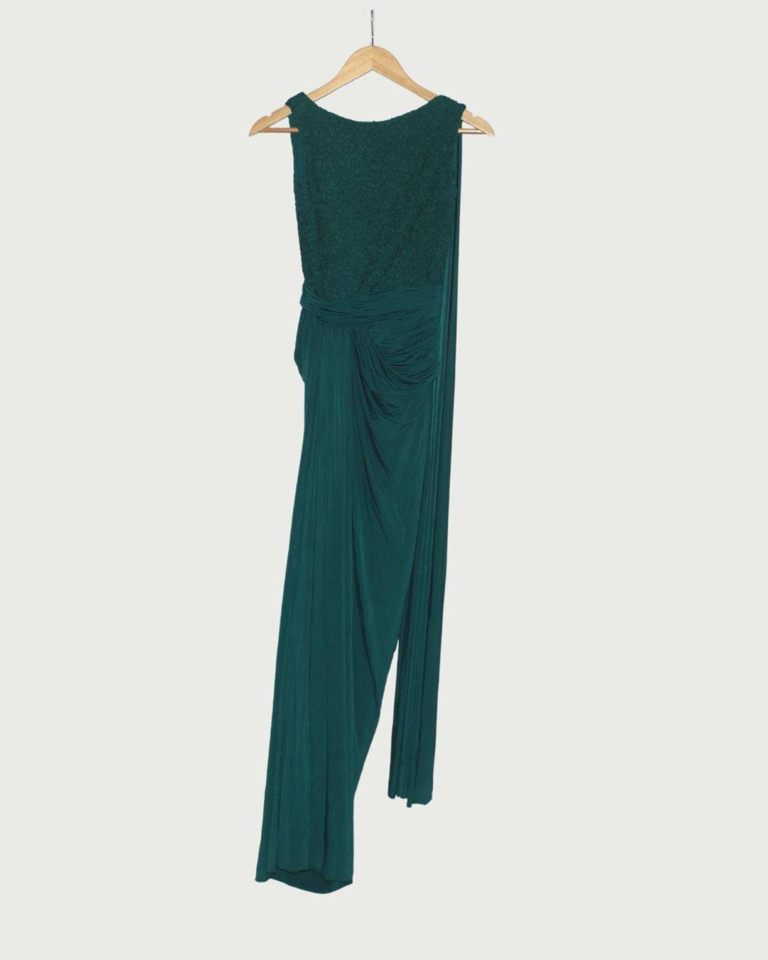 Shantanu & Nikhil Green Draped Gown, Like New