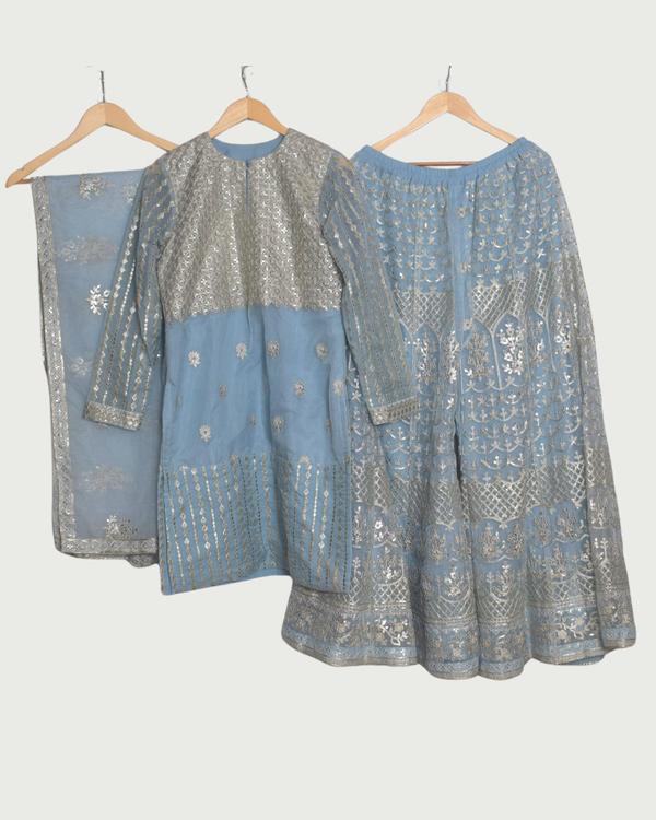 Colours & Curves Sky Blue Gotta Work Sharara Set, Unused