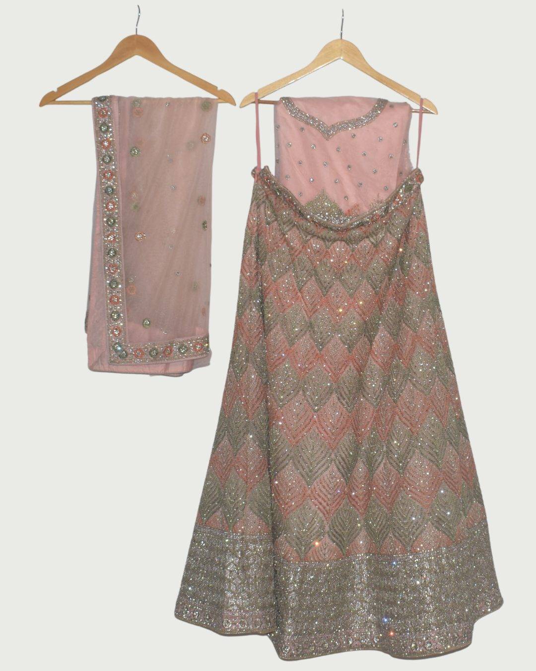 Dipti Amisha Blush Pink & Diamond Work Lehenga, Unused