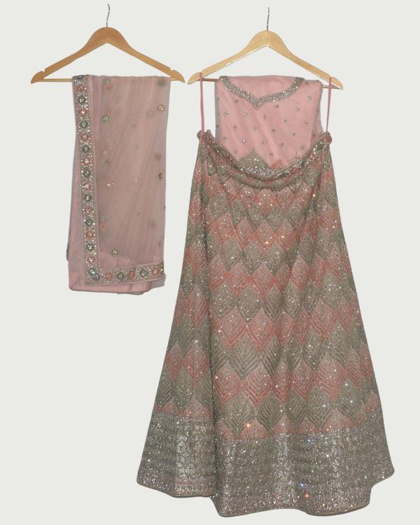 Dipti Amisha Blush Pink & Diamond Work Lehenga, Unused