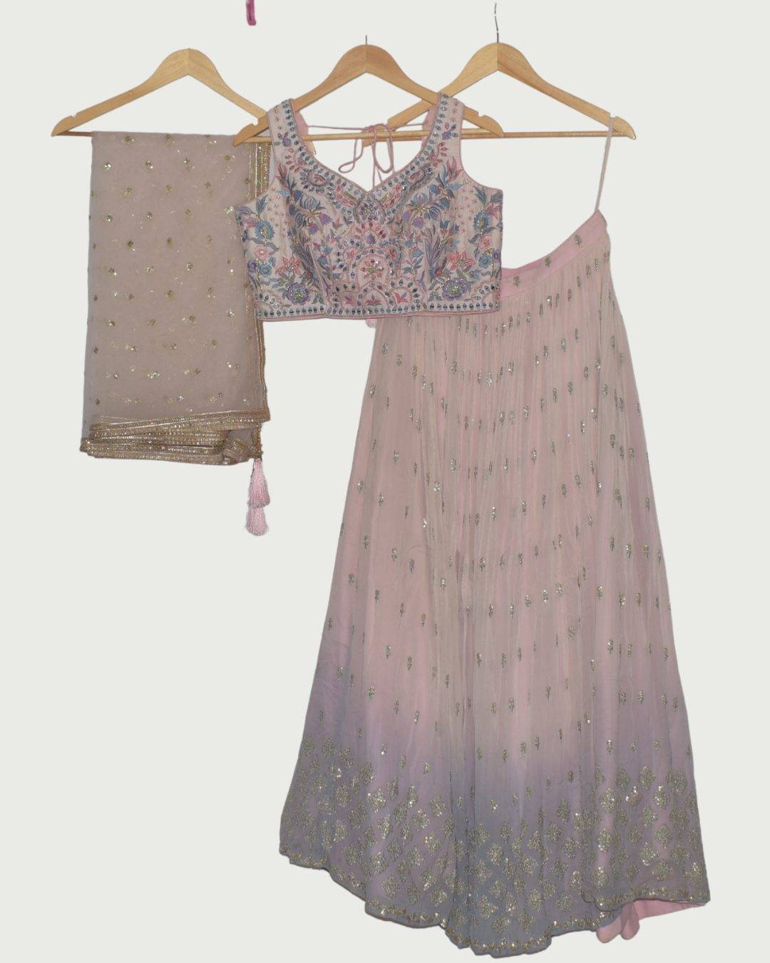 Dipti Amisha Pastel Ombre Lehenga with Floral Blouse, Unused