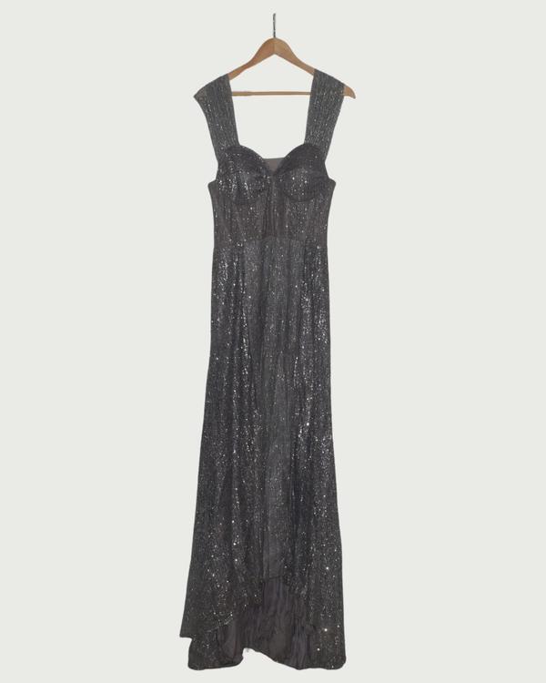 Dipti Amisha Silver Shimmer Cocktail Dress, Like New