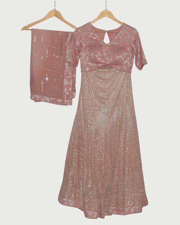 Dipti Amisha Blush Pink Mermaid Style Lehenga Set, Unused